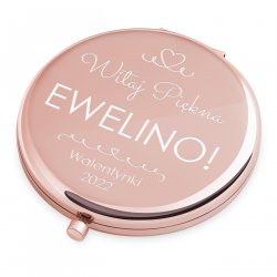 Miroir de poche rond personnalisé de couleur or rose pour une fiancée pour la Saint-Valentin