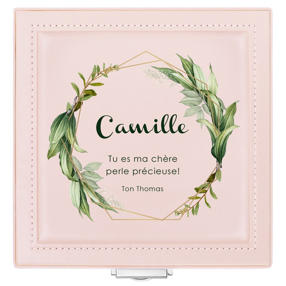Coffret à bijoux rose avec impression pour une femme pour la Saint-Valentin