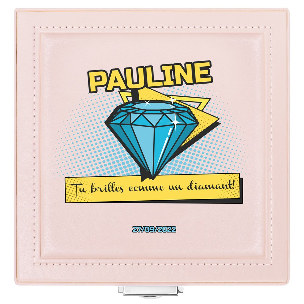 Coffret à bijoux rose personnalisé pour l'anniversaire d'une femme