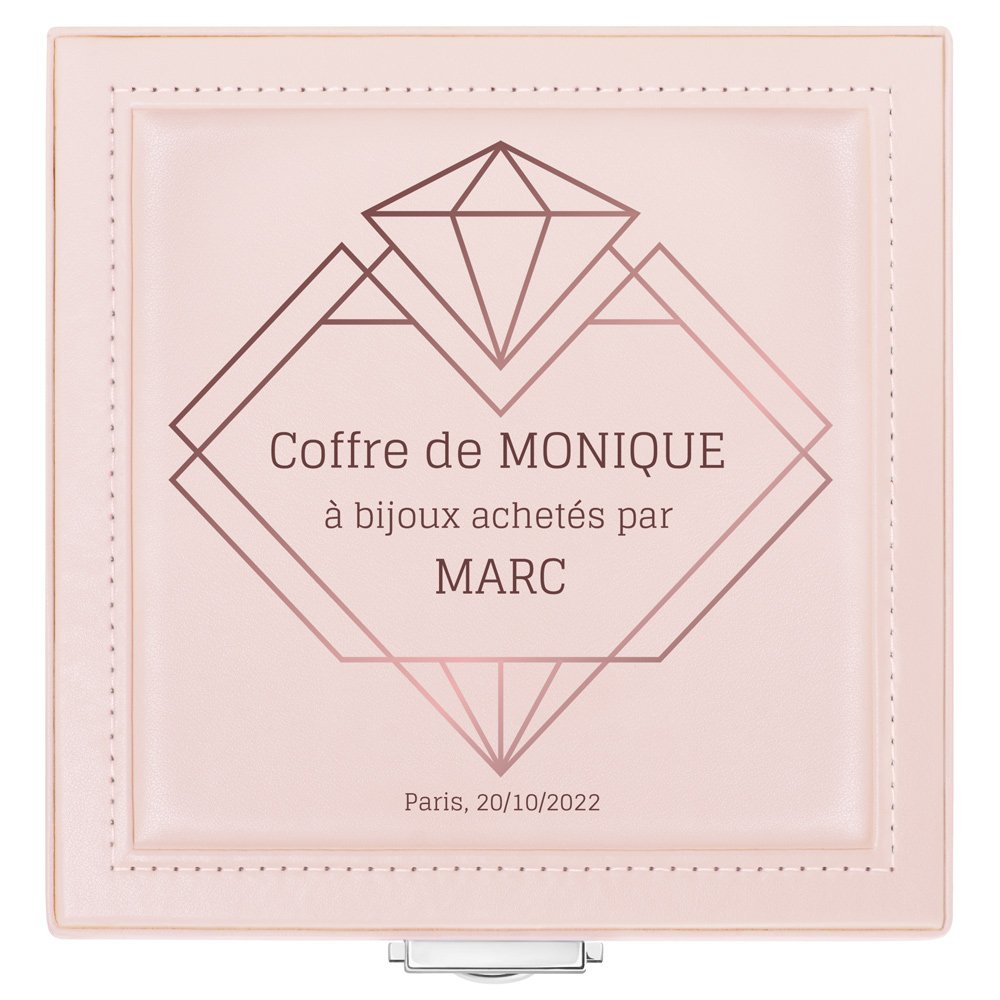 Coffret à bijoux rose personnalisé pour une copine pour la Saint-Valentin