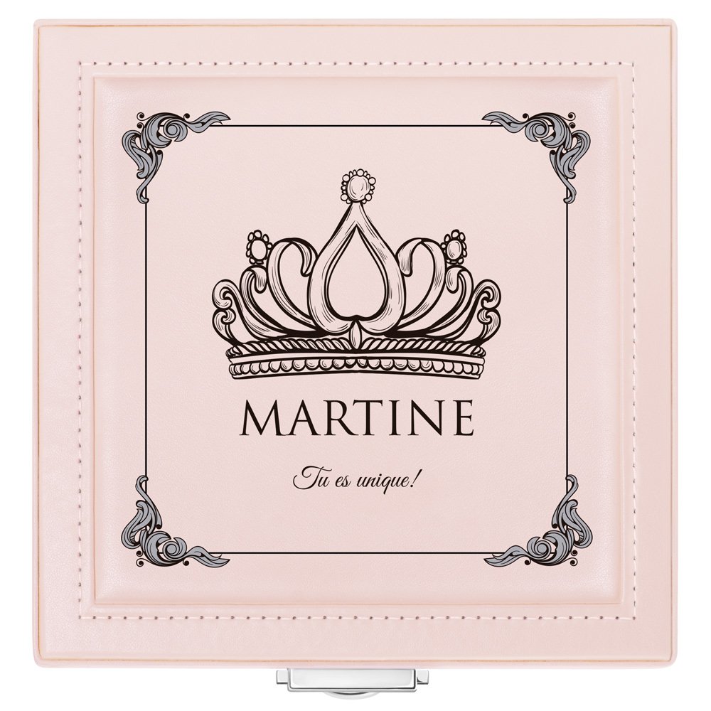 Coffret à bijoux rose avec impression pour l'anniversaire d'une copine
