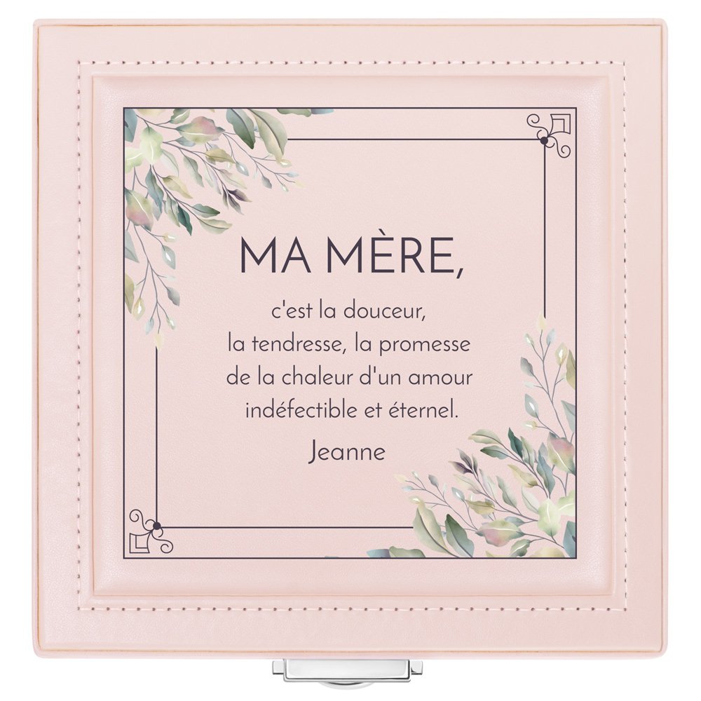 Coffret à bijoux rose personnalisé pour la meilleure maman pour la fête des mères