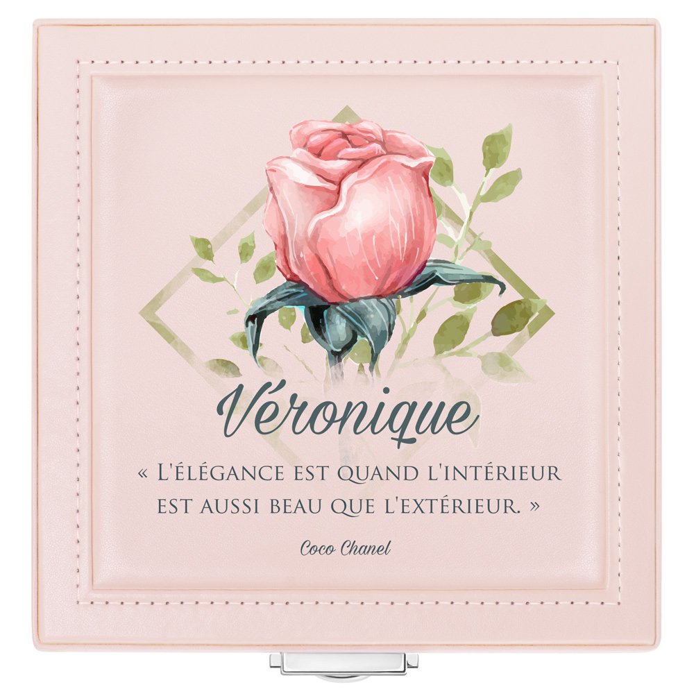 Coffret à bijoux rose personnalisé pour l'anniversaire d'une amie
