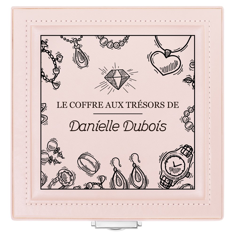 Coffret à bijoux rose personnalisé pour l'anniversaire d'une belle-mère