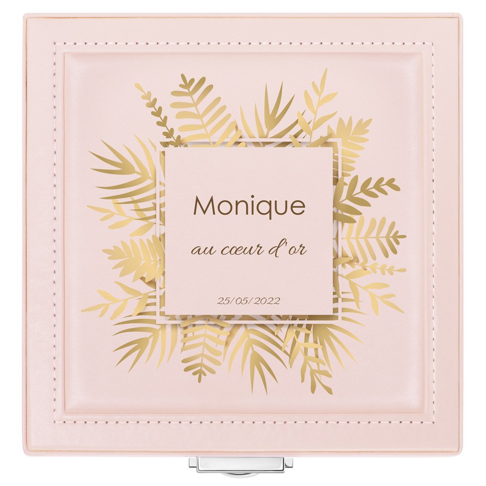Coffret à bijoux rose personnalisé pour maman pour la fête de la femme