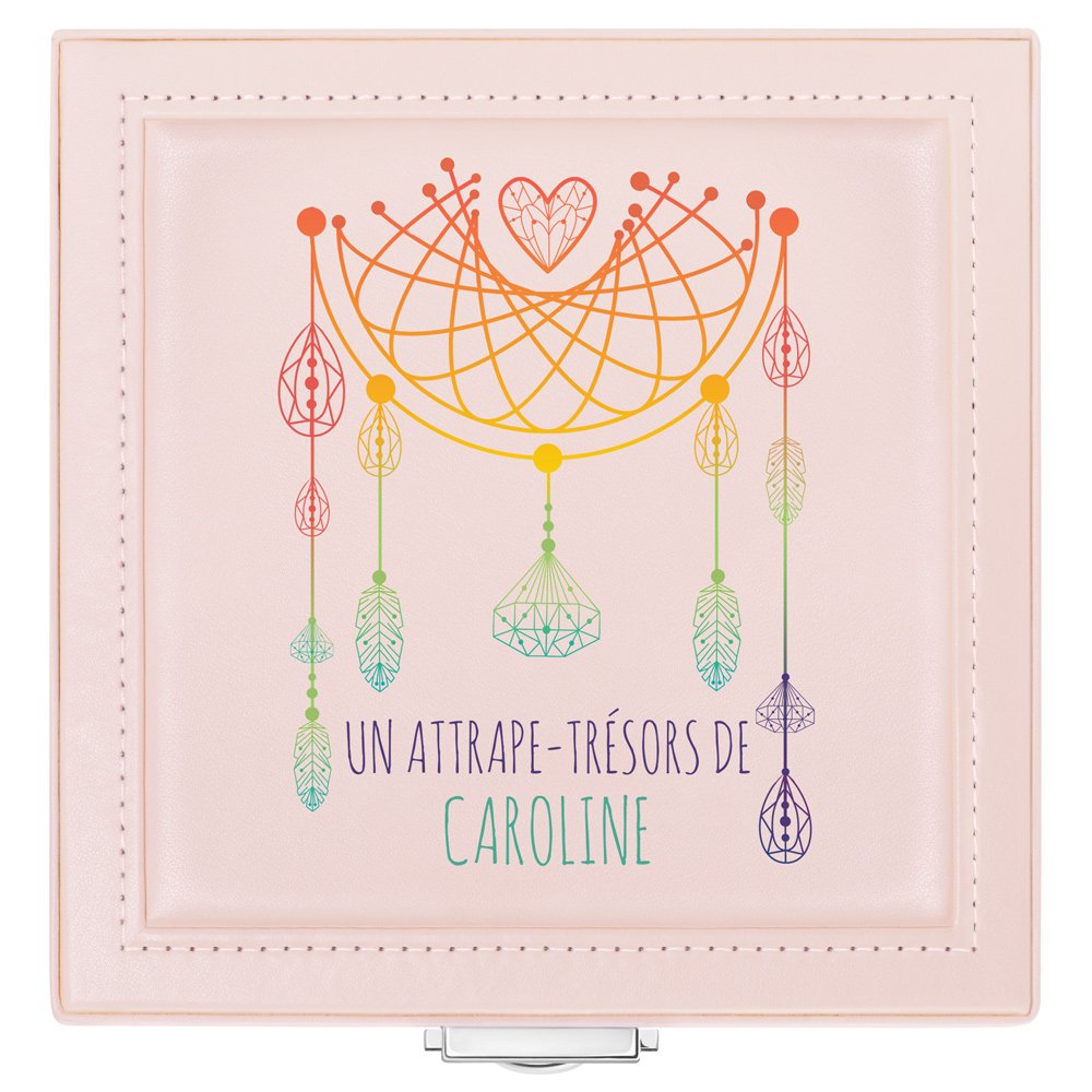 Coffret à bijoux rose avec impression pour femme passionnée de bijoux pour son anniversaire