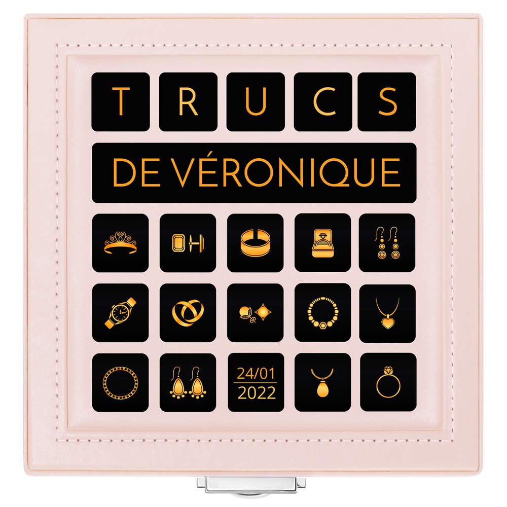 Coffret à bijoux rose avec impression pour femme passionnée de bijoux 