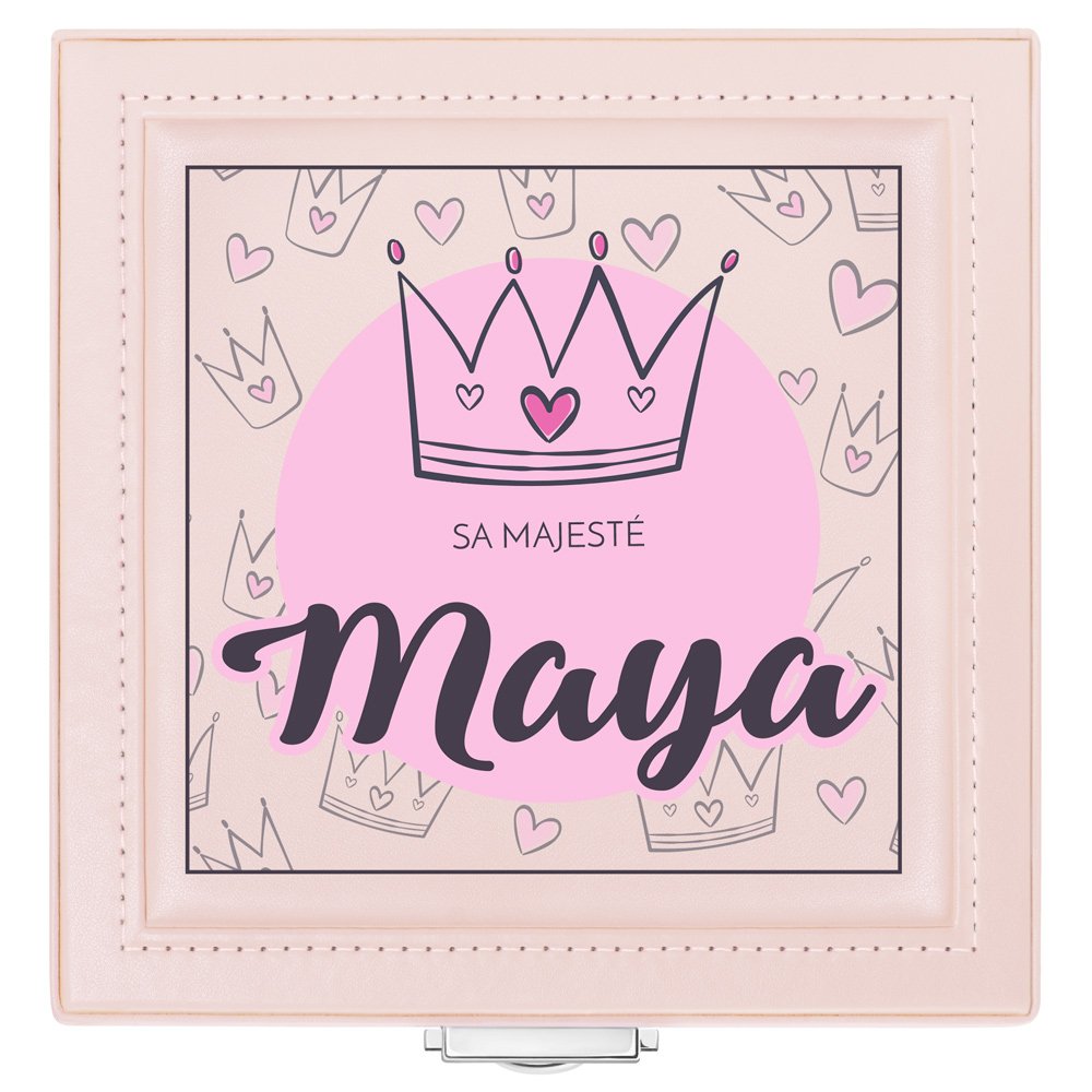 Coffret à bijoux rose avec impression pour l'anniversaire d'une petite fille