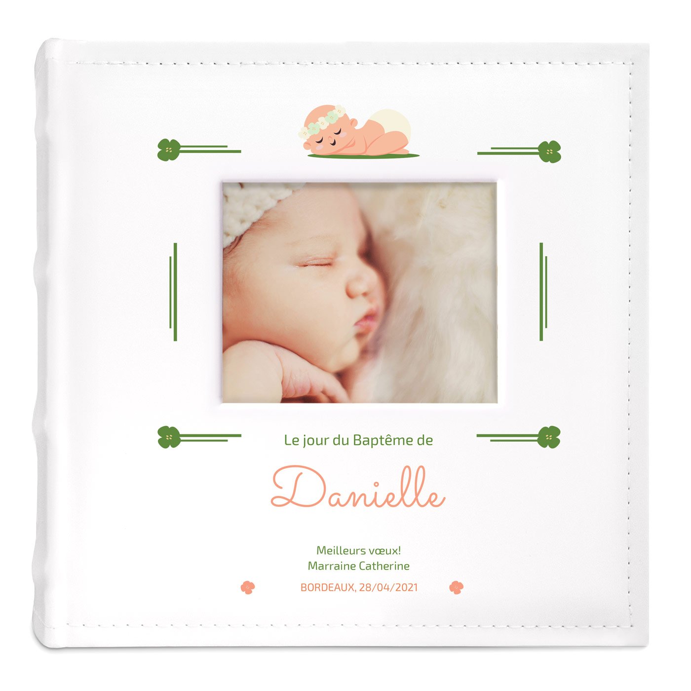 Album Photo avec fenêtre photo et impression pour fille bapteme