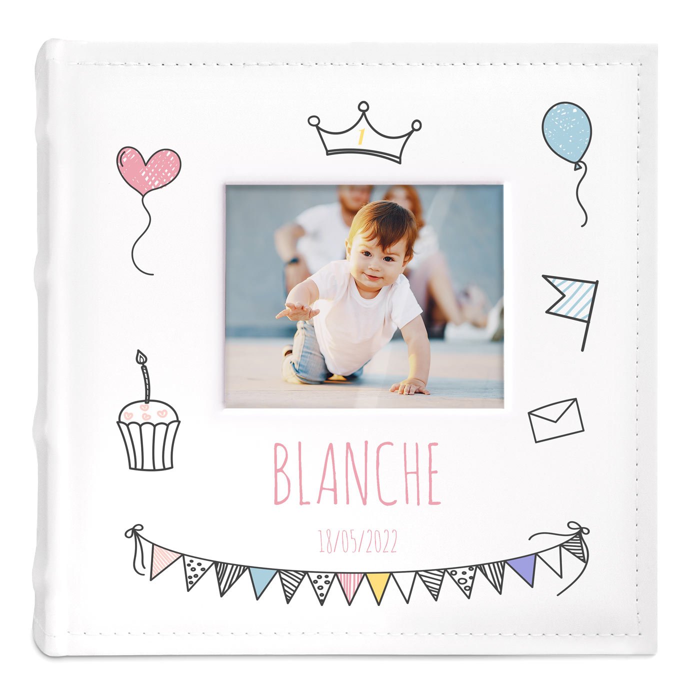 Album Photo avec fenêtre photo et impression pour fille 1 an anniversaire