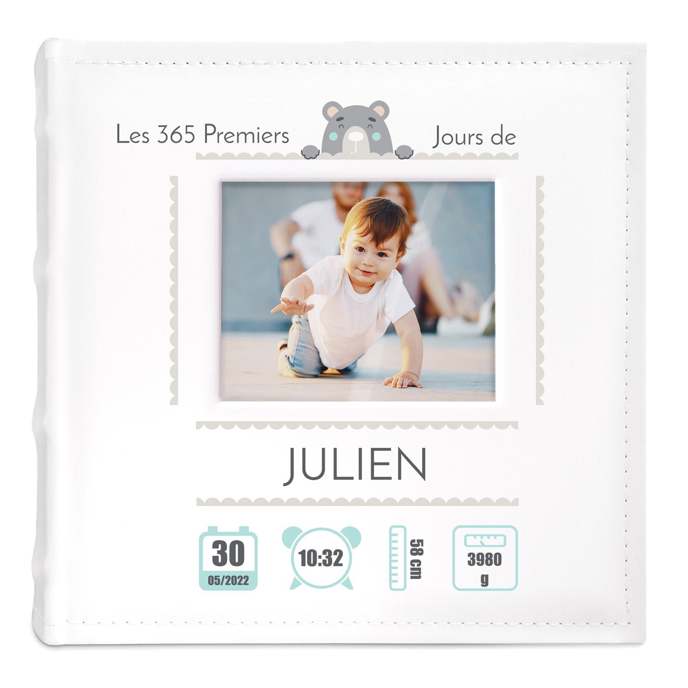 Album Photo avec fenêtre photo et impression pour garçon naissance