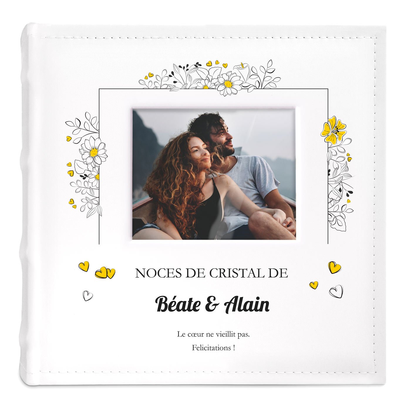 Album Photo avec fenêtre photo et impression pour couple 15 ans anniversaire