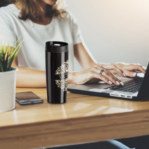 Mug thermique noir personnalisé avec fermeture Quick-Press pour la fête des pères