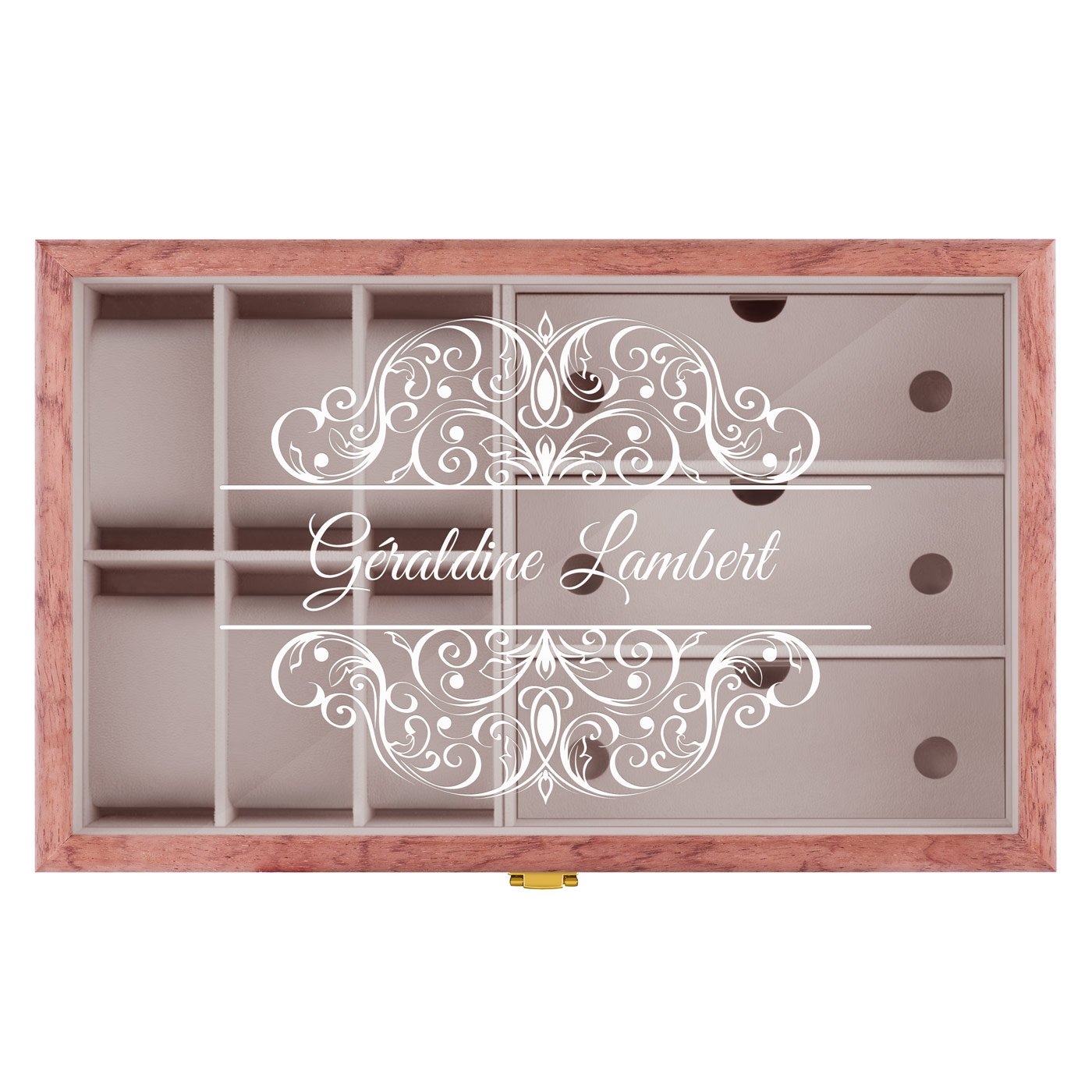 Coffret de rangement en bois rose avec gravure pour elle pour son anniversaire