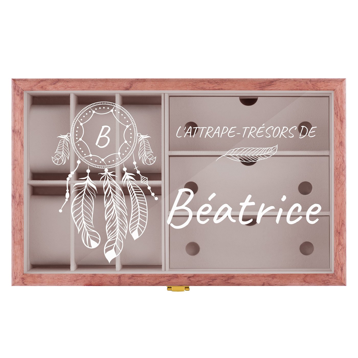 Coffret de rangement en bois rose avec gravure pour l'anniversaire d'une copine