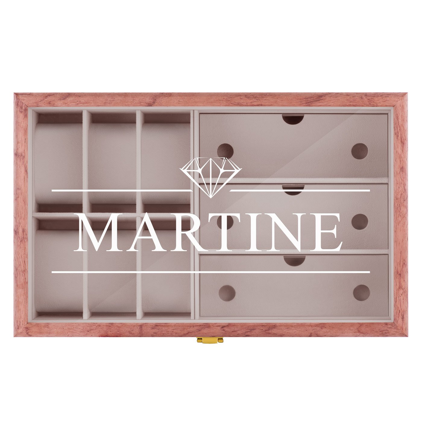 Coffret de rangement en bois rose avec gravure pour une femme pour la Saint-Valentin