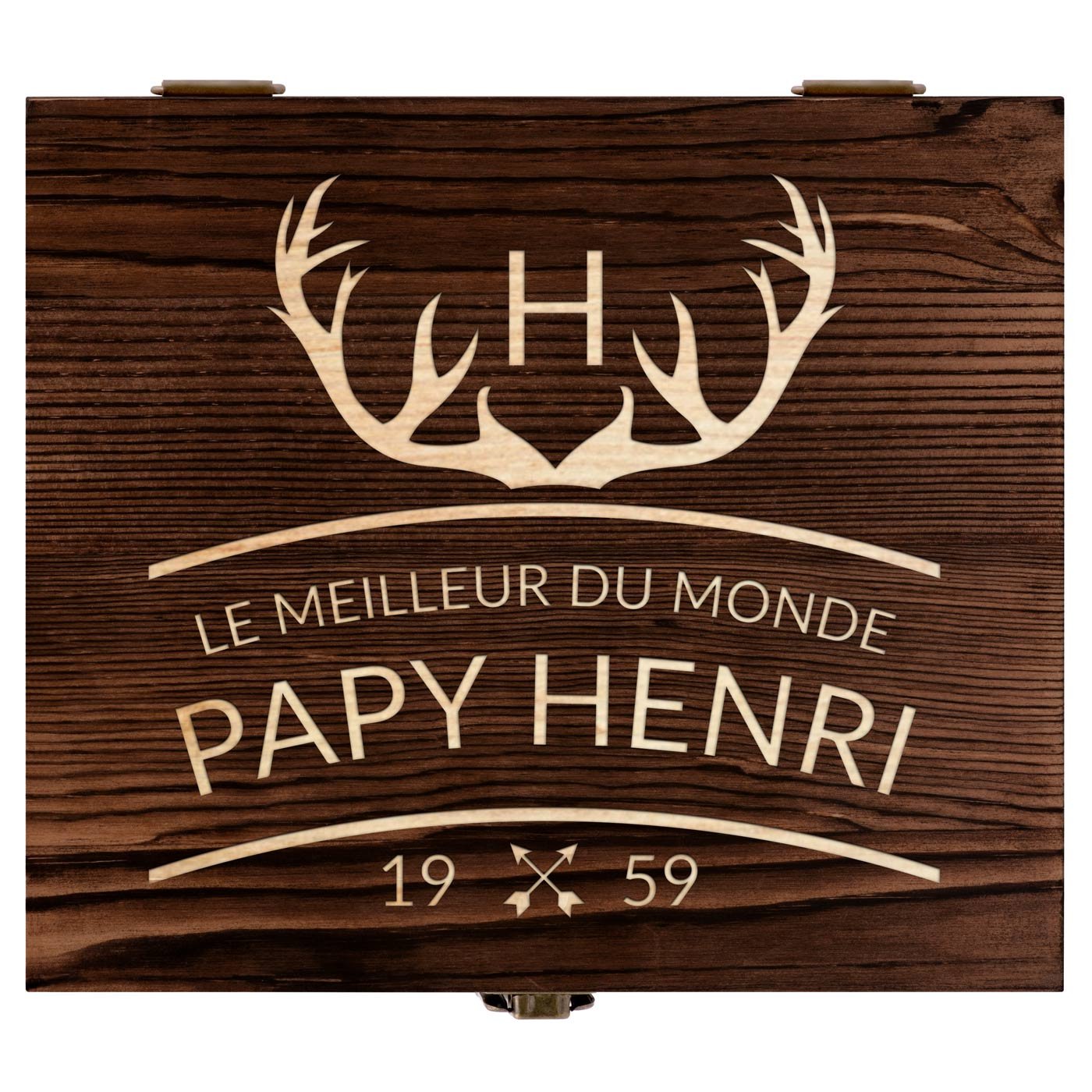Ensemble de pierres à whisky avec 2 verres dans une boîte avec gravure pour l'anniversaire de papy