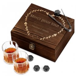 Ensemble de pierres à whisky avec 2 verres dans une boîte personnalisée pour parents pour remerciement de mariage