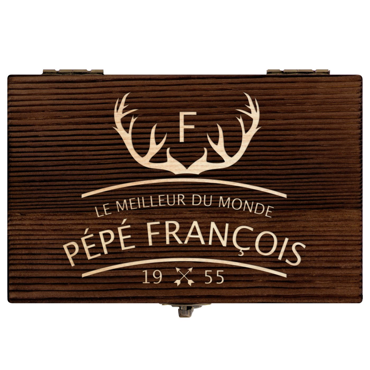 Pierres à whisky dans une boîte en bois avec gravure pour l'anniversaire de papy