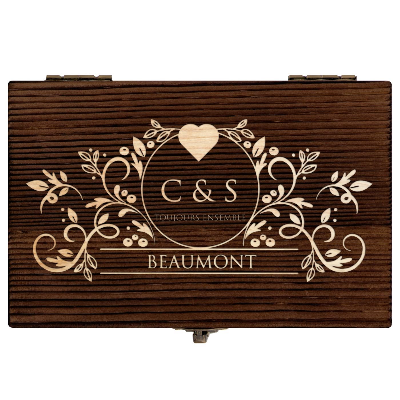 Pierres à whisky dans une boîte en bois avec gravure pour un couple pour l'anniversaire de mariage