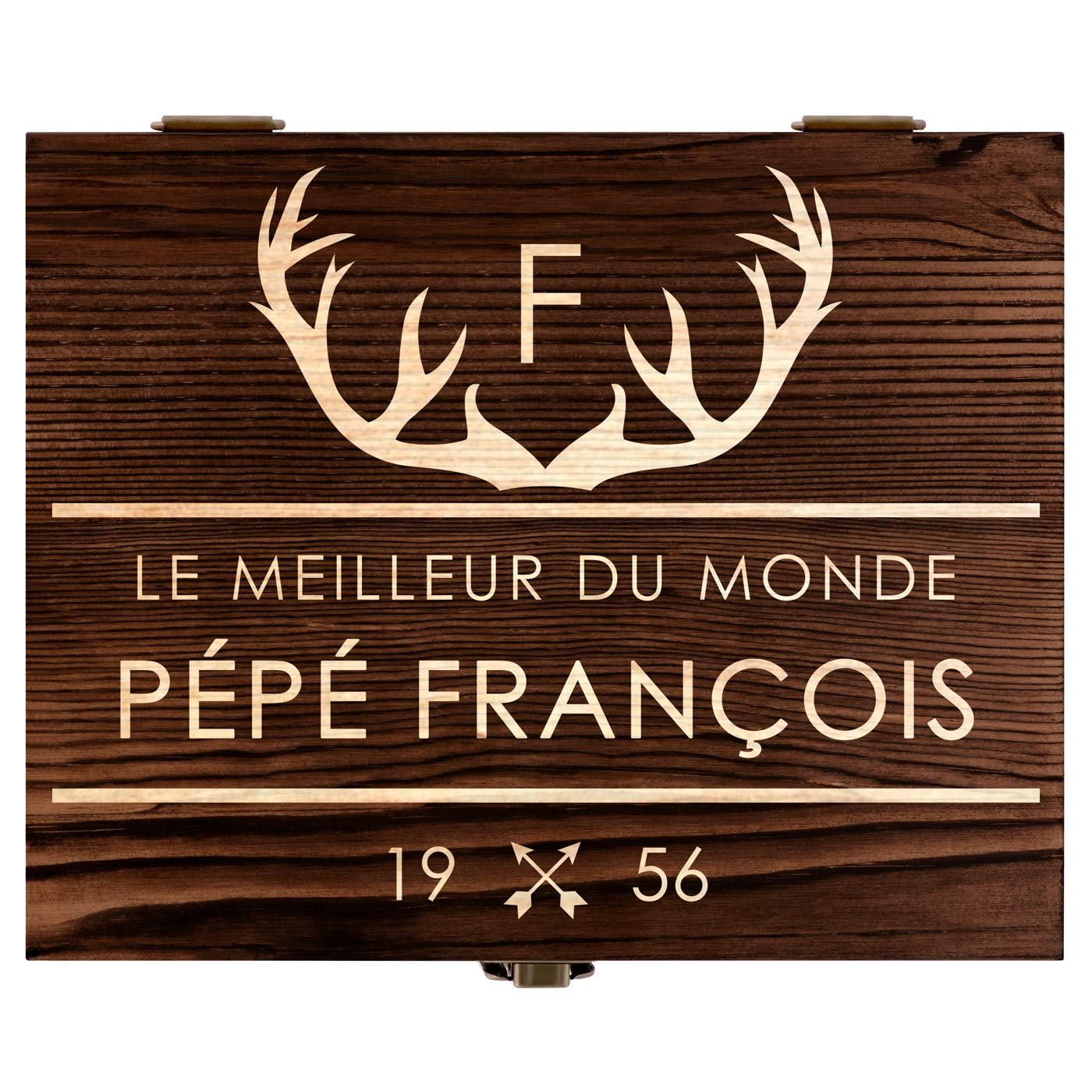 Pierres à whisky avec 2 verres gravés dans une boîte personnalisée pour l'anniversaire de papy