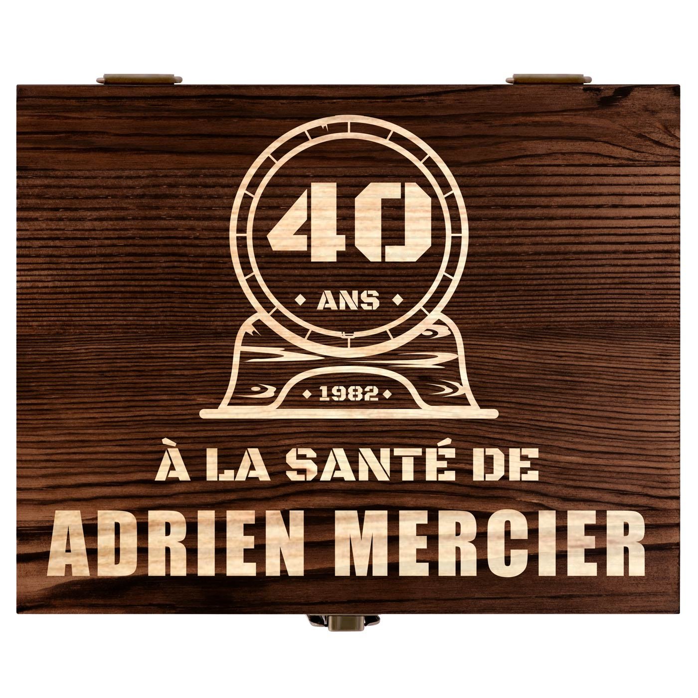Pierres à whisky avec 2 verres gravés dans une boîte personnalisée pour un homme pour ses 40 ans