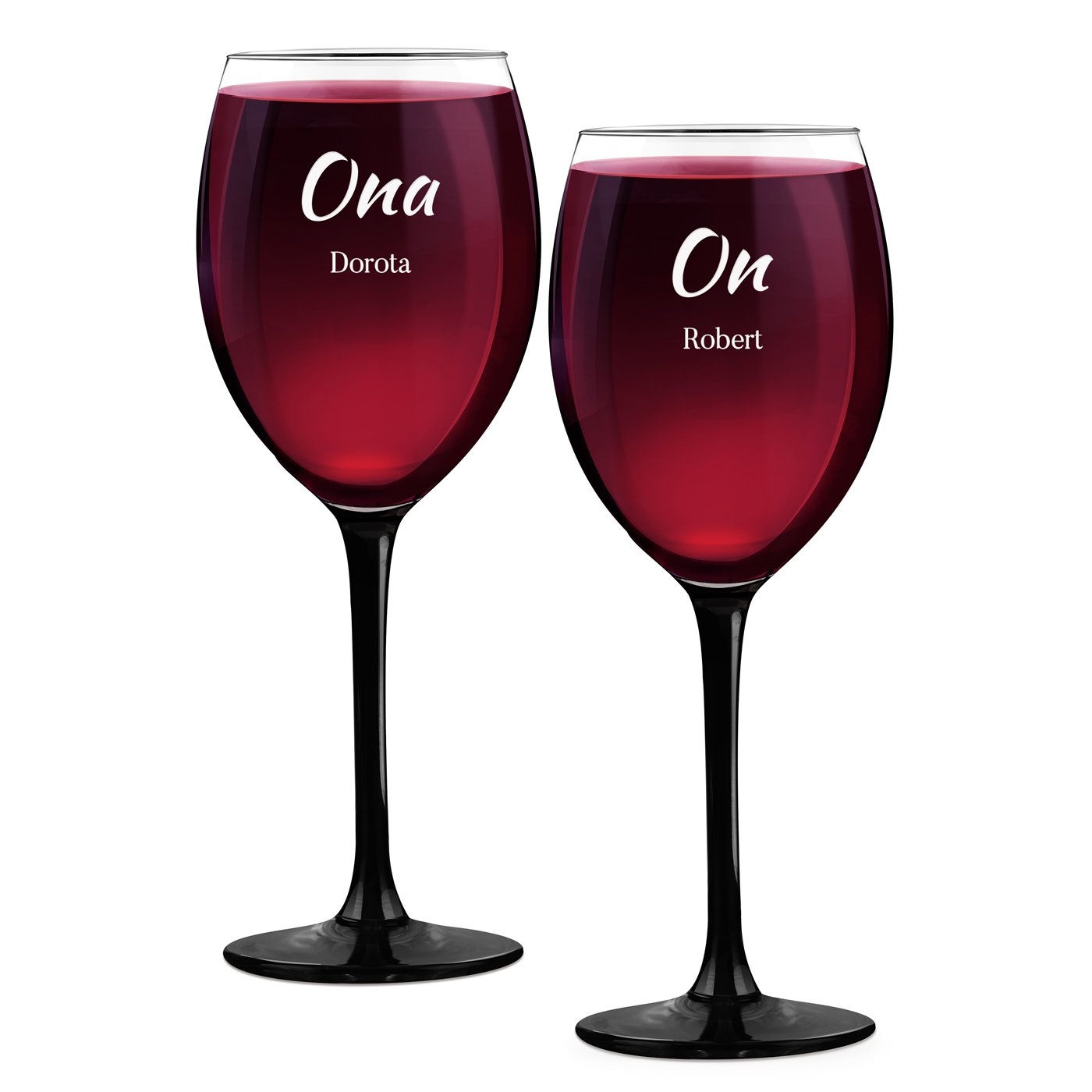 2 verres à vin ONYX avec gravure pour elle et lui