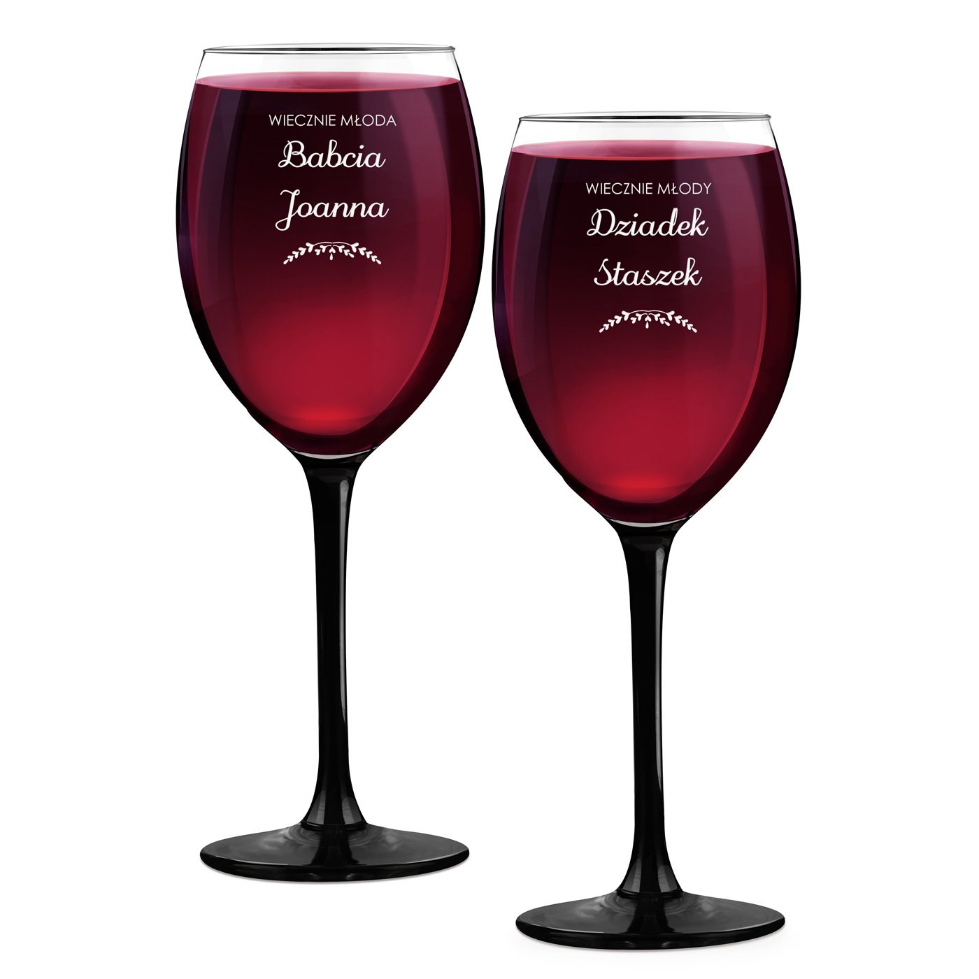 2 verres à vin ONYX avec gravure pour mamie et papy
