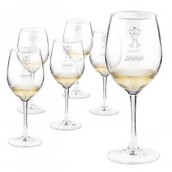 6 verres à vin avec gravure pour enterrement de vie de jeune fille