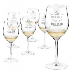 6 verres à vin avec gravure pour amis pour crémaillère