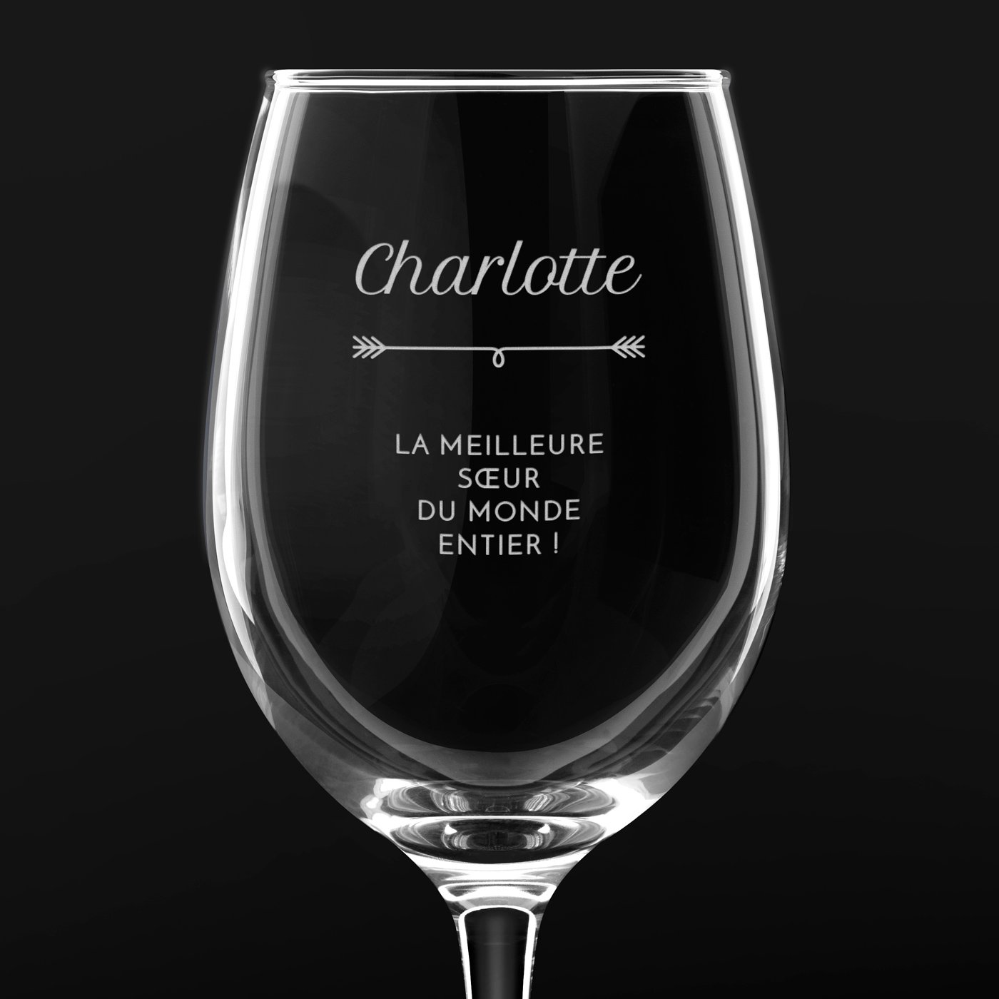 Verre à vin avec gravure pour sœur