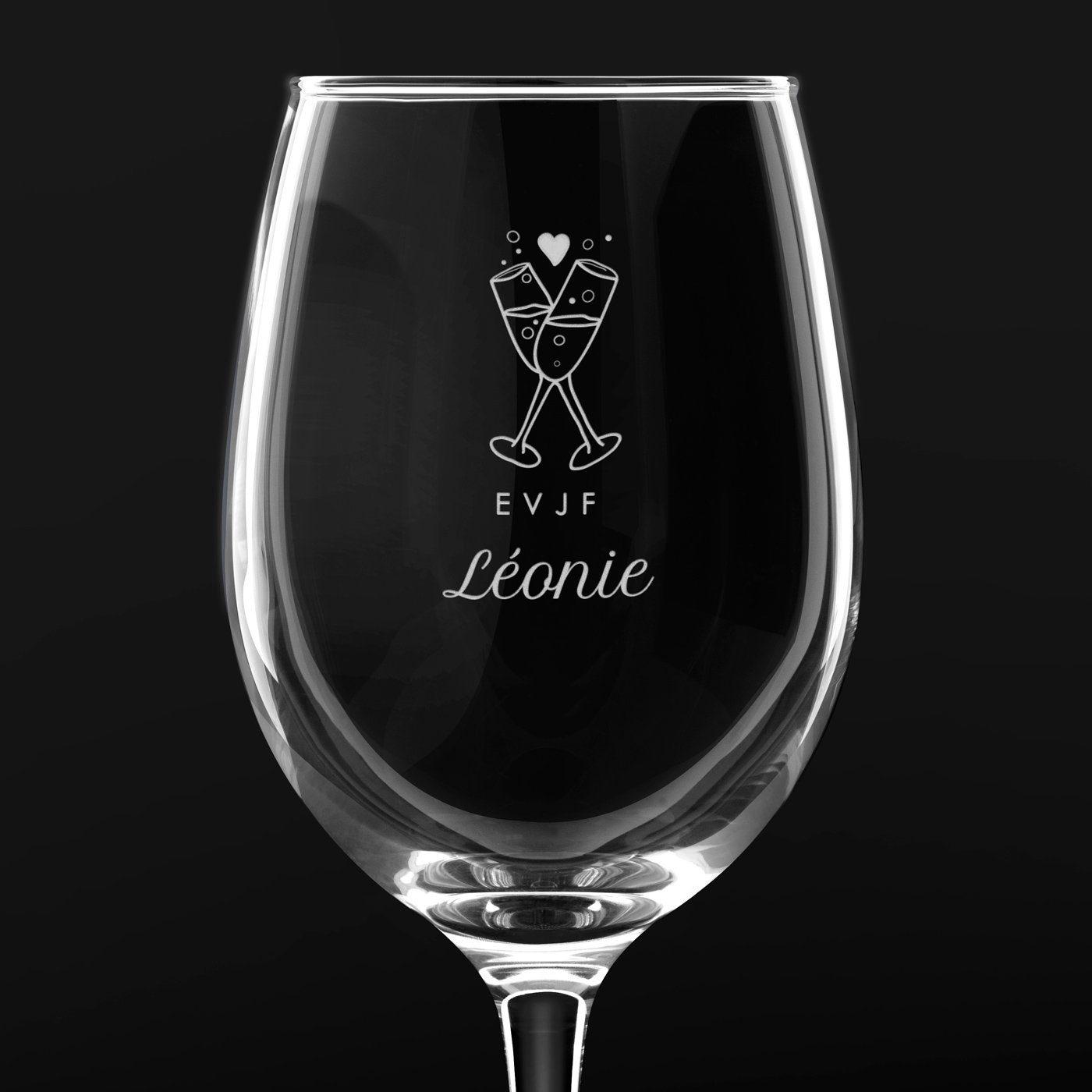 Verre à vin avec gravure pour enterrement de vie de jeune fille