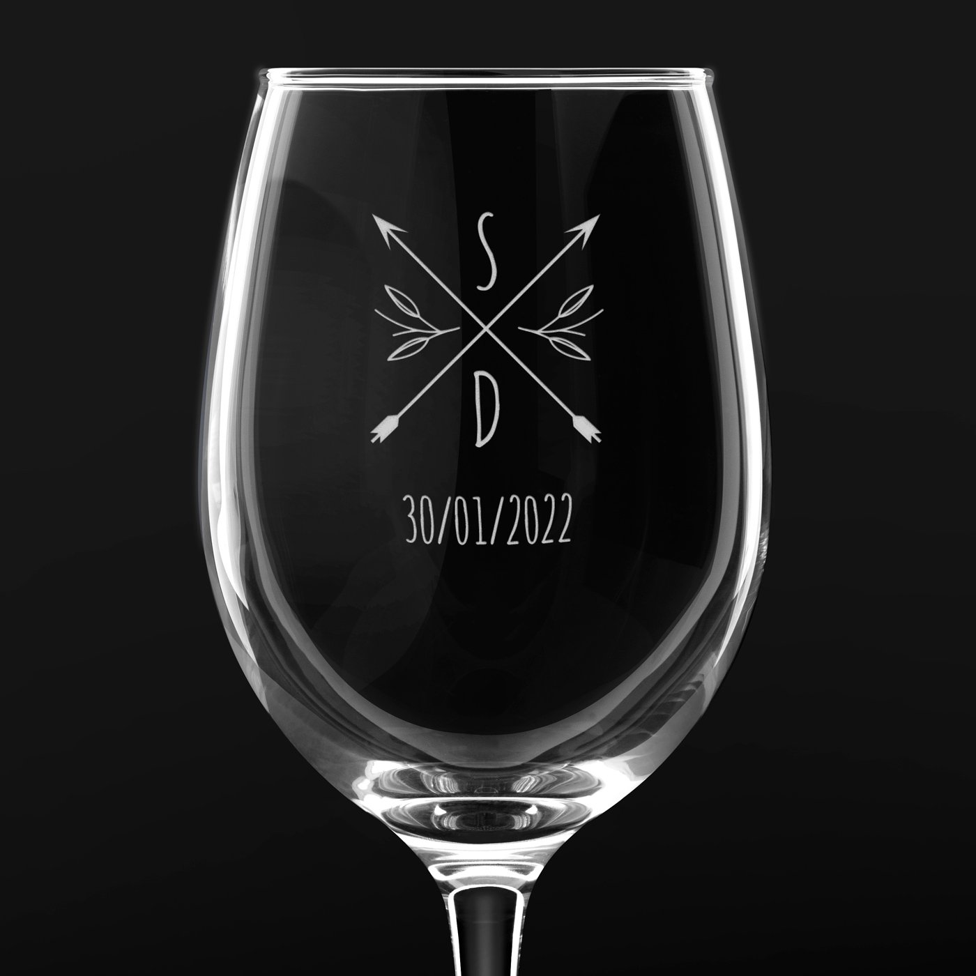 Verre à vin avec gravure pour des amoureux