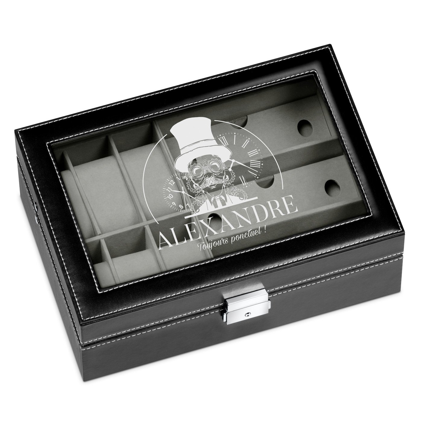 Coffret à montres et lunettes personnalisé pour l'anniversaire d'un frère