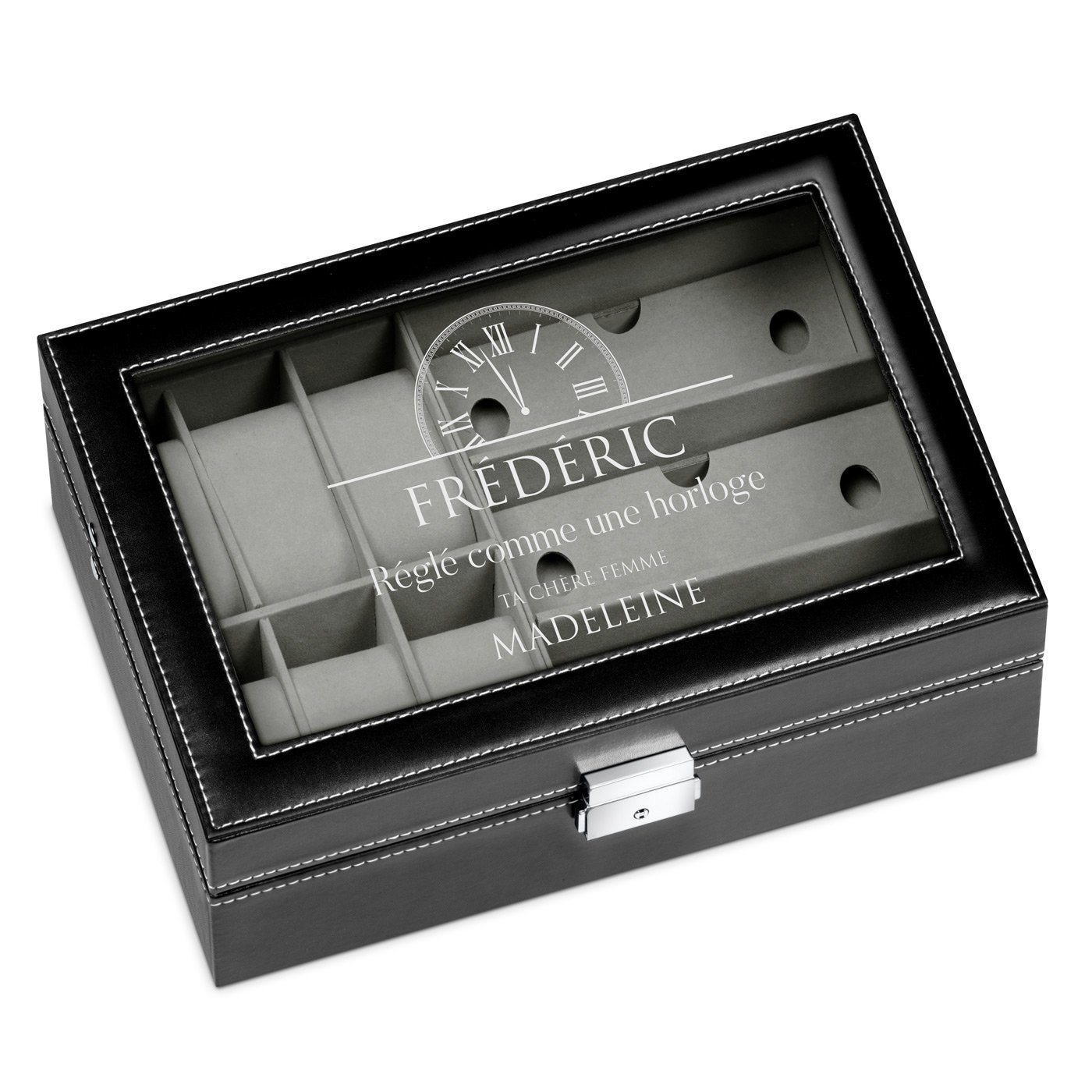 Coffret à montres et lunettes personnalisé pour un mari pour l'anniversaire de mariage