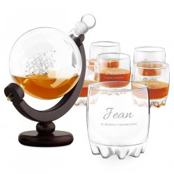 Carafe Globe et 6 verres avec gravure pour lui pour 18e anniversaire