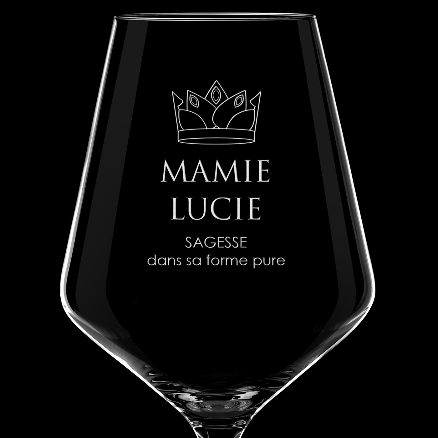 Verre à vin AVANT-GARDE avec gravure pour l'anniversaire de mamie