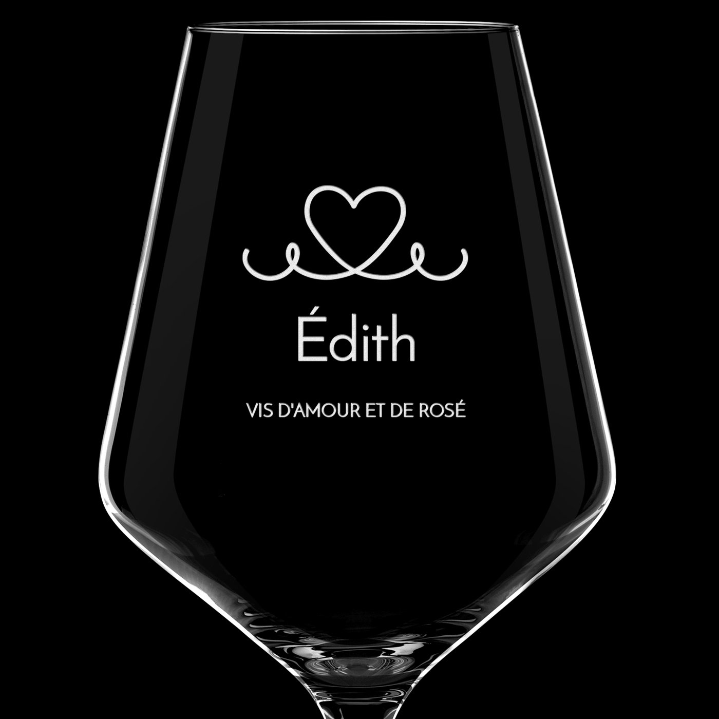 Verre à vin AVANT-GARDE avec gravure pour elle pour la Saint-Valentin