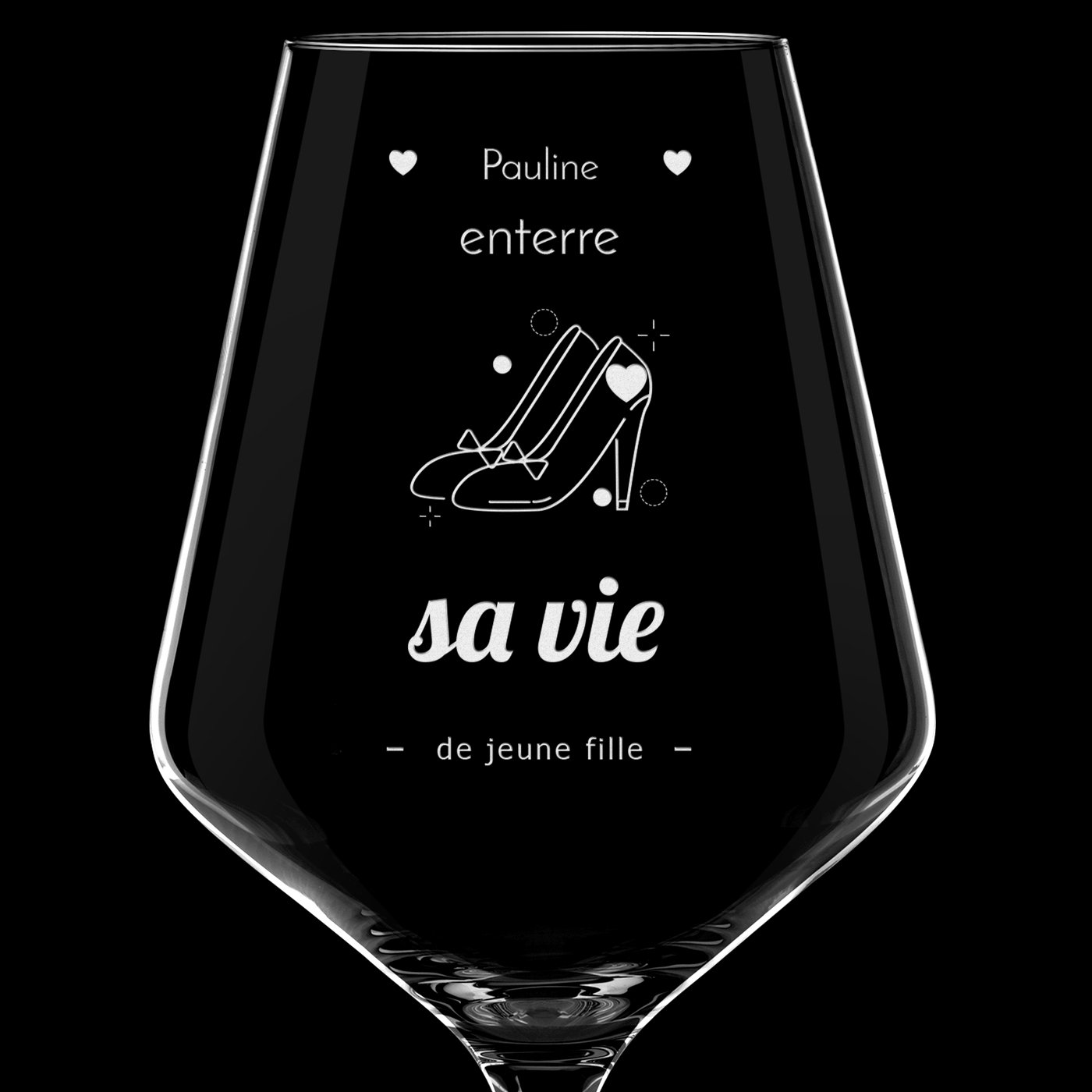 Verre à vin AVANT-GARDE avec gravure pour l'enterrement de vie de jeune fille