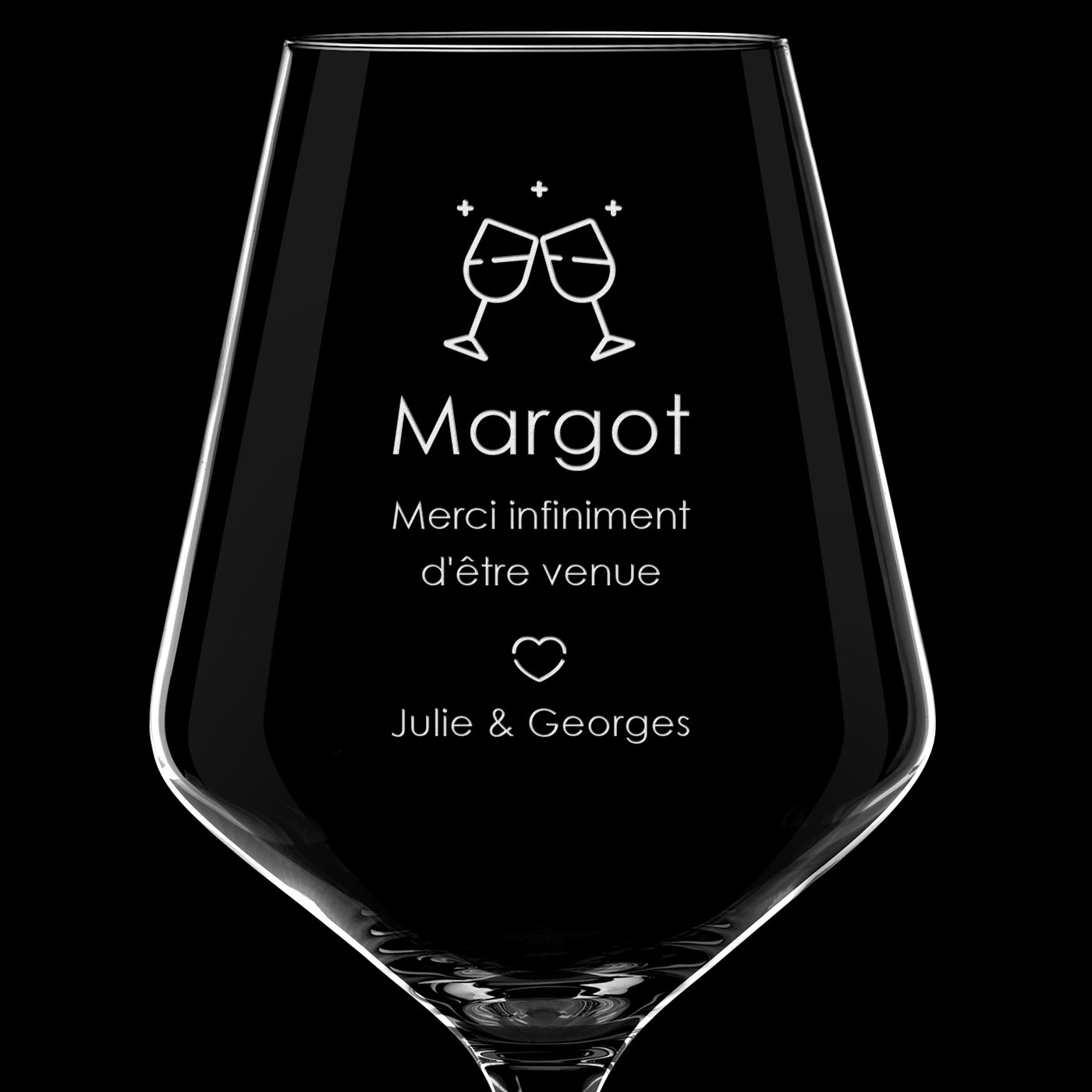 Verre à vin AVANT-GARDE avec gravure pour une témoin de mariage