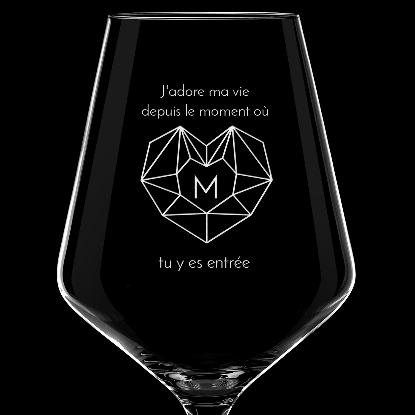 Verre à vin AVANT-GARDE avec gravure pour copine pour la Saint-Valentin