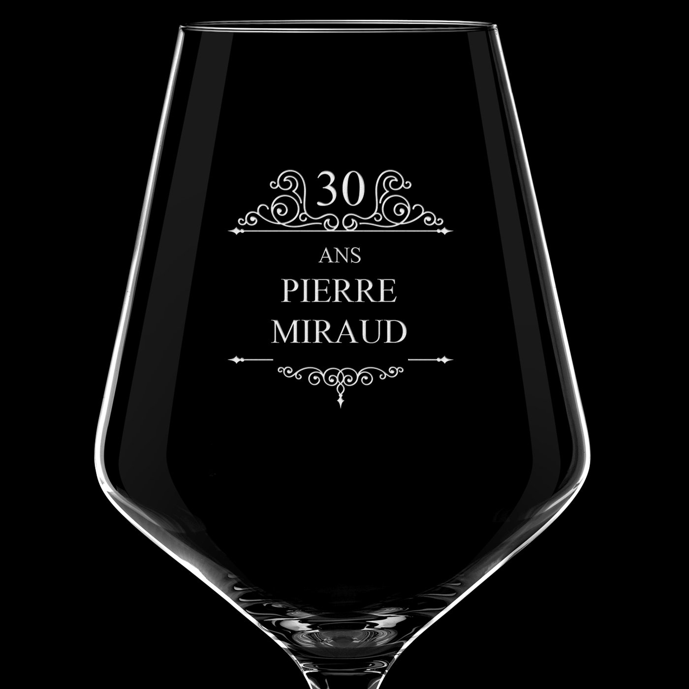 Verre à vin AVANT-GARDE avec gravure pour homme pour 30e anniversaire