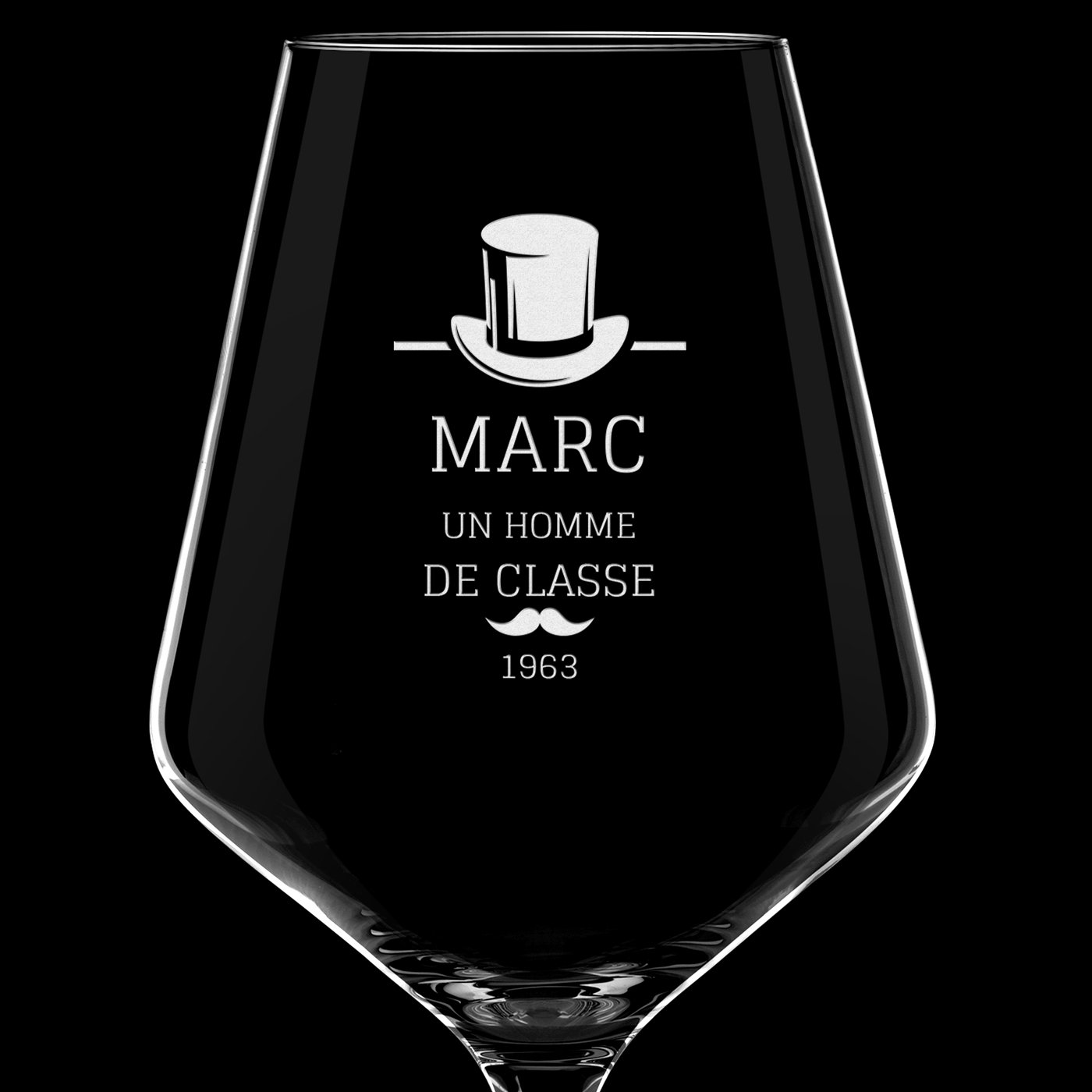 Verre à vin AVANT-GARDE avec gravure pour l'anniversaire d'un gentleman