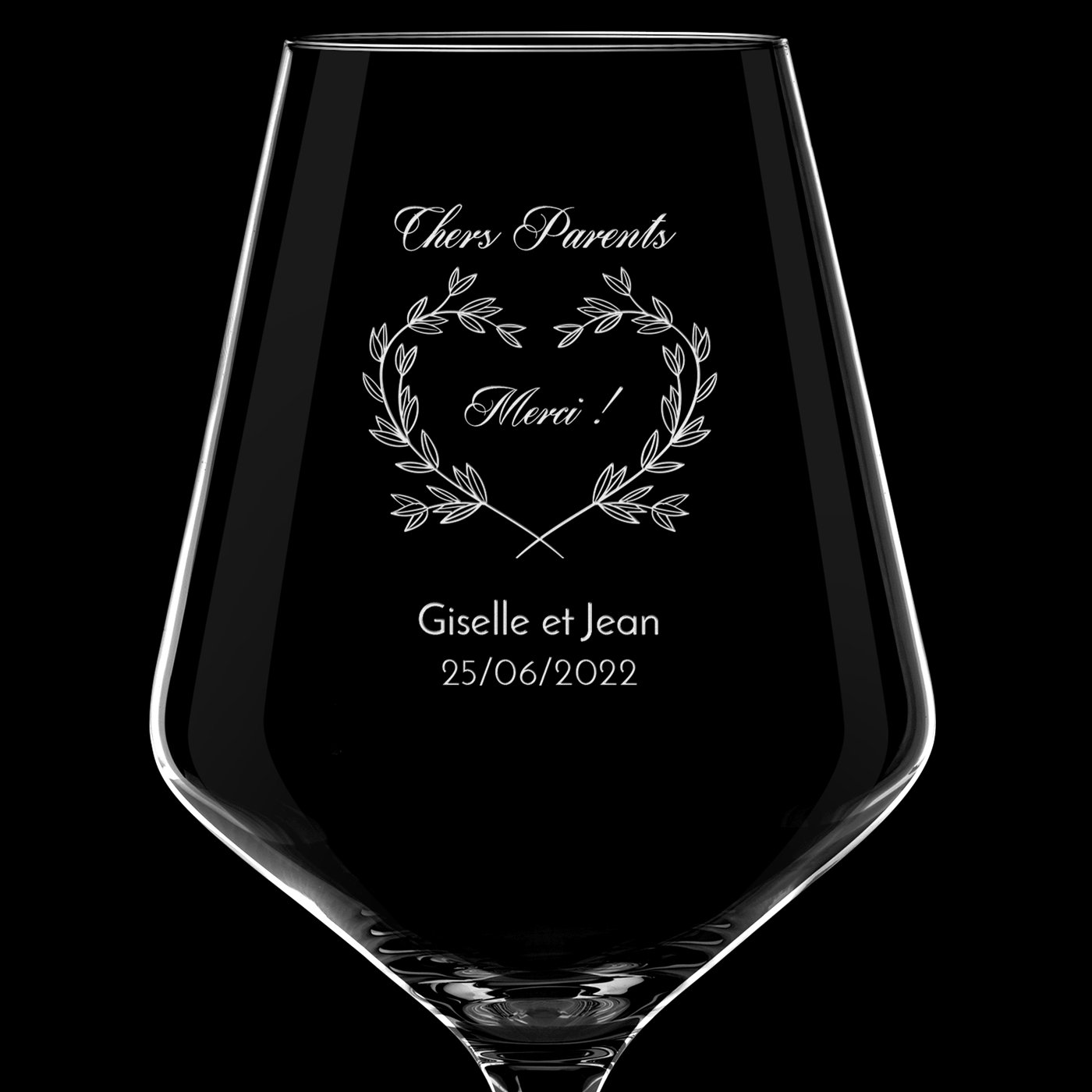 Verre à vin AVANT-GARDE avec gravure pour parents