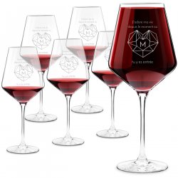 6 verres à vin AVANT-GARDE avec gravure pour copine pour la Saint-Valentin