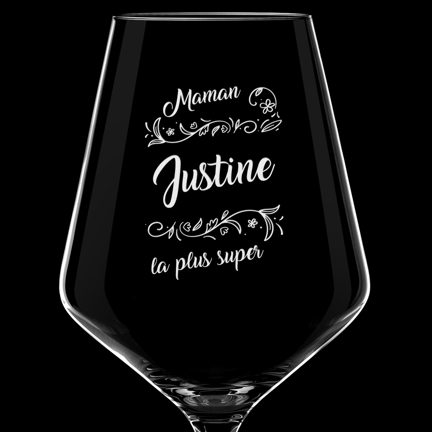 6 verres à vin AVANT-GARDE avec gravure pour maman