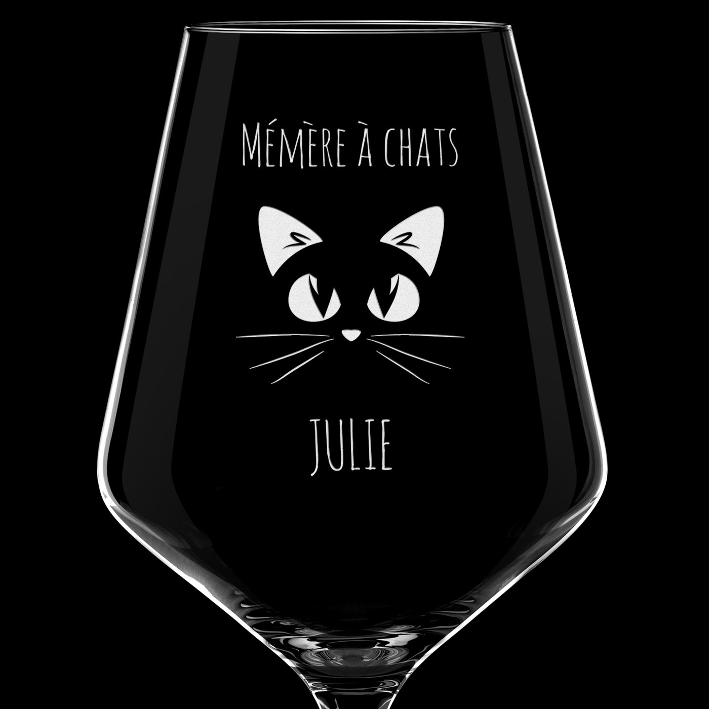 6 verres à vin AVANT-GARDE avec gravure pour une fan de chat