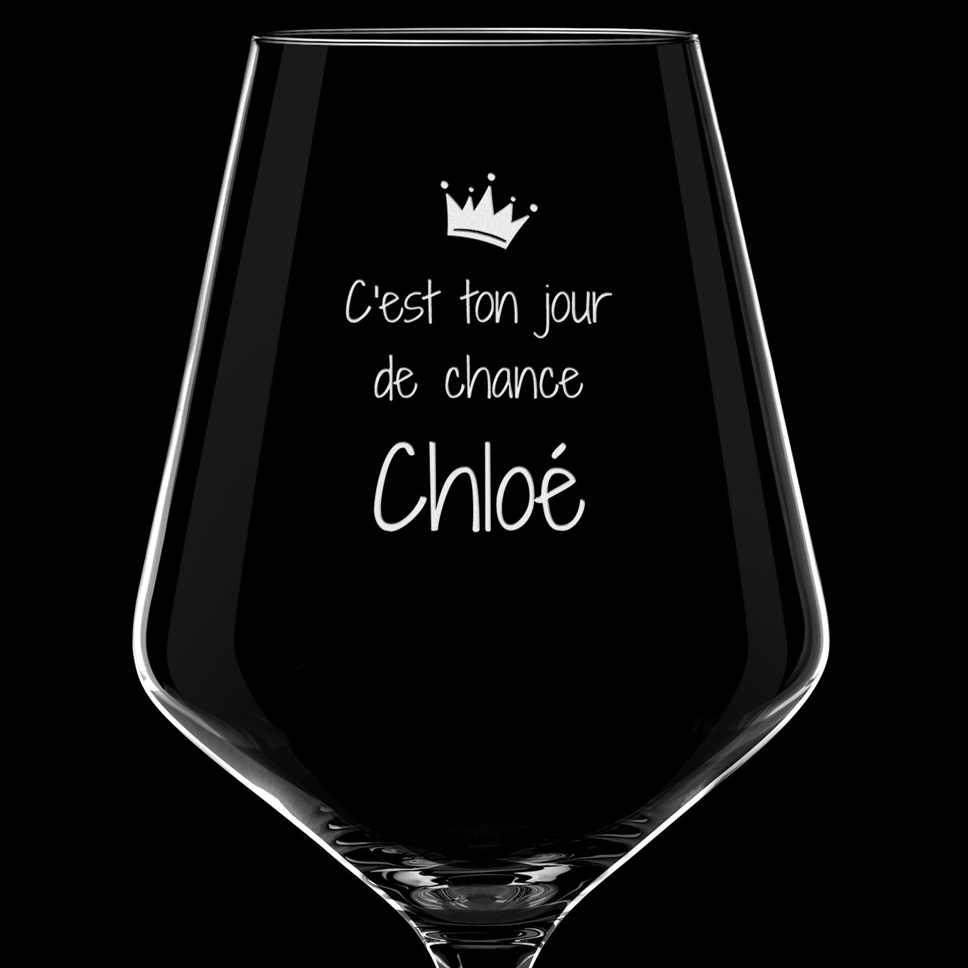 6 verres à vin AVANT-GARDE avec gravure pour la reine de la fête