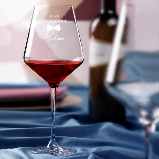 6 verres à vin AVANT-GARDE avec gravure pour papy