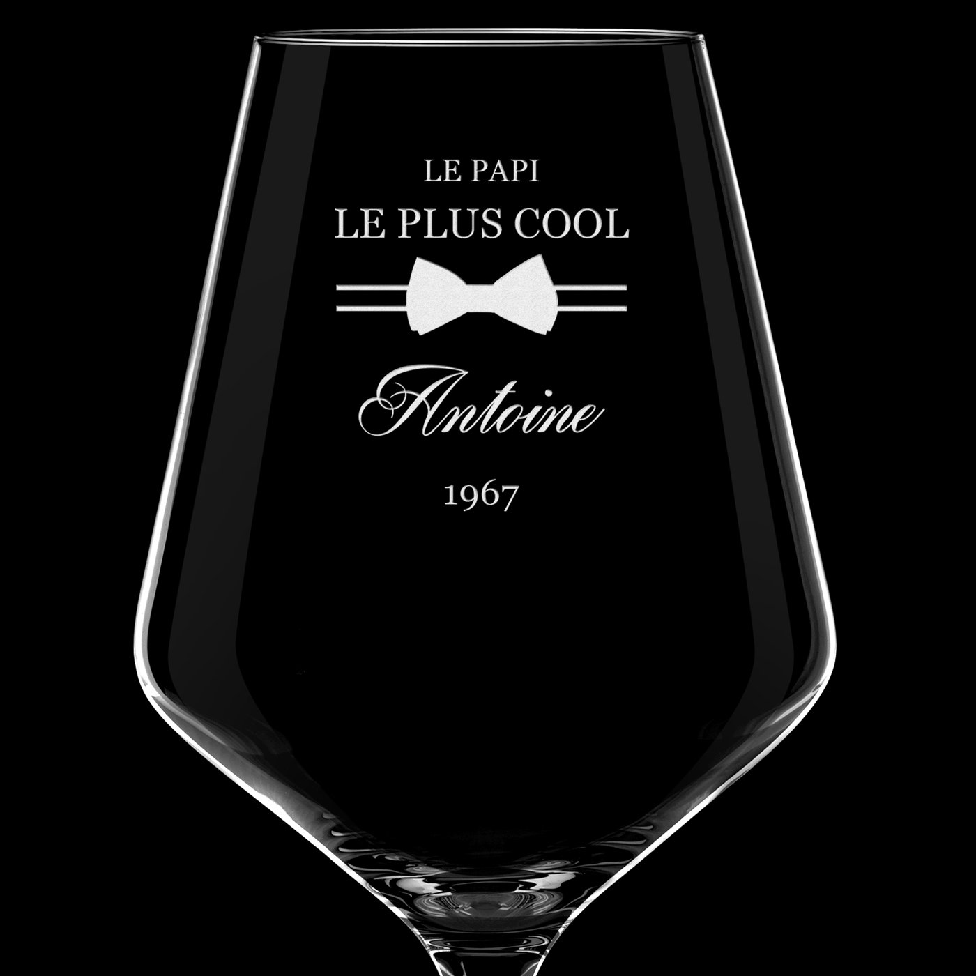 6 verres à vin AVANT-GARDE avec gravure pour papy